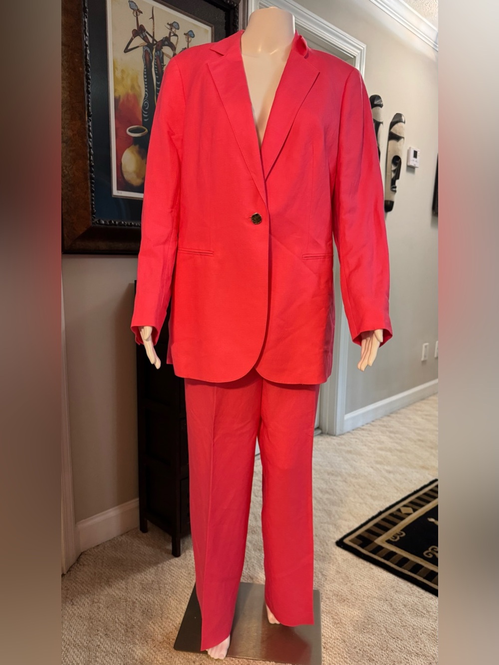 Anne Klein Coral Pink Single-Button Tailored Suit